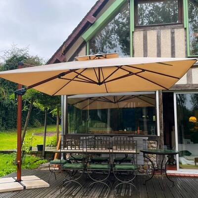 12ft patio offset umbrella wikiwiki 2 Tiers Cantilever with Solar Lights, Umbrella Outdoor Patio with 360 Rotation and Unlimited Tilting System, Heavy Duty Umbrella with Cross Base, Grey : Patio which makes it perfect for use with a large seating or dining furniture set Domi 12ft Patio Umbrella, Outdoor