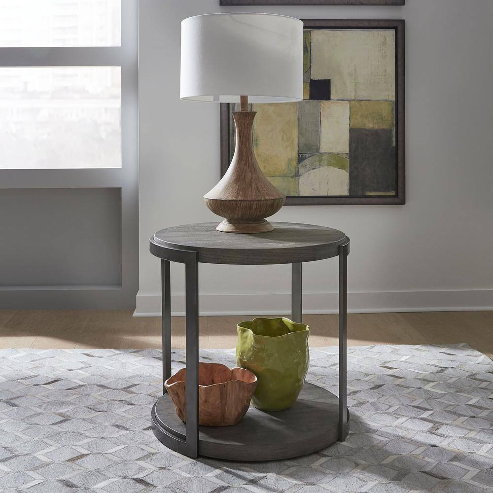 Alt View 1. Liberty Furniture Industries - Modern View Round End Table in Gauntlet Gray - Gray.