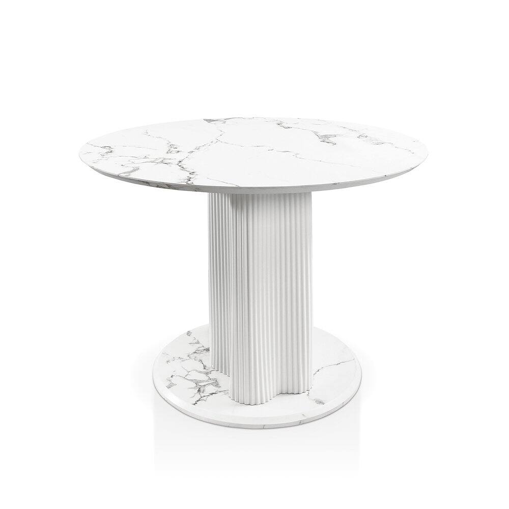 Alt View 6. Furniture of America - Elara Iron Base Pedestal Round Dining Table - White.