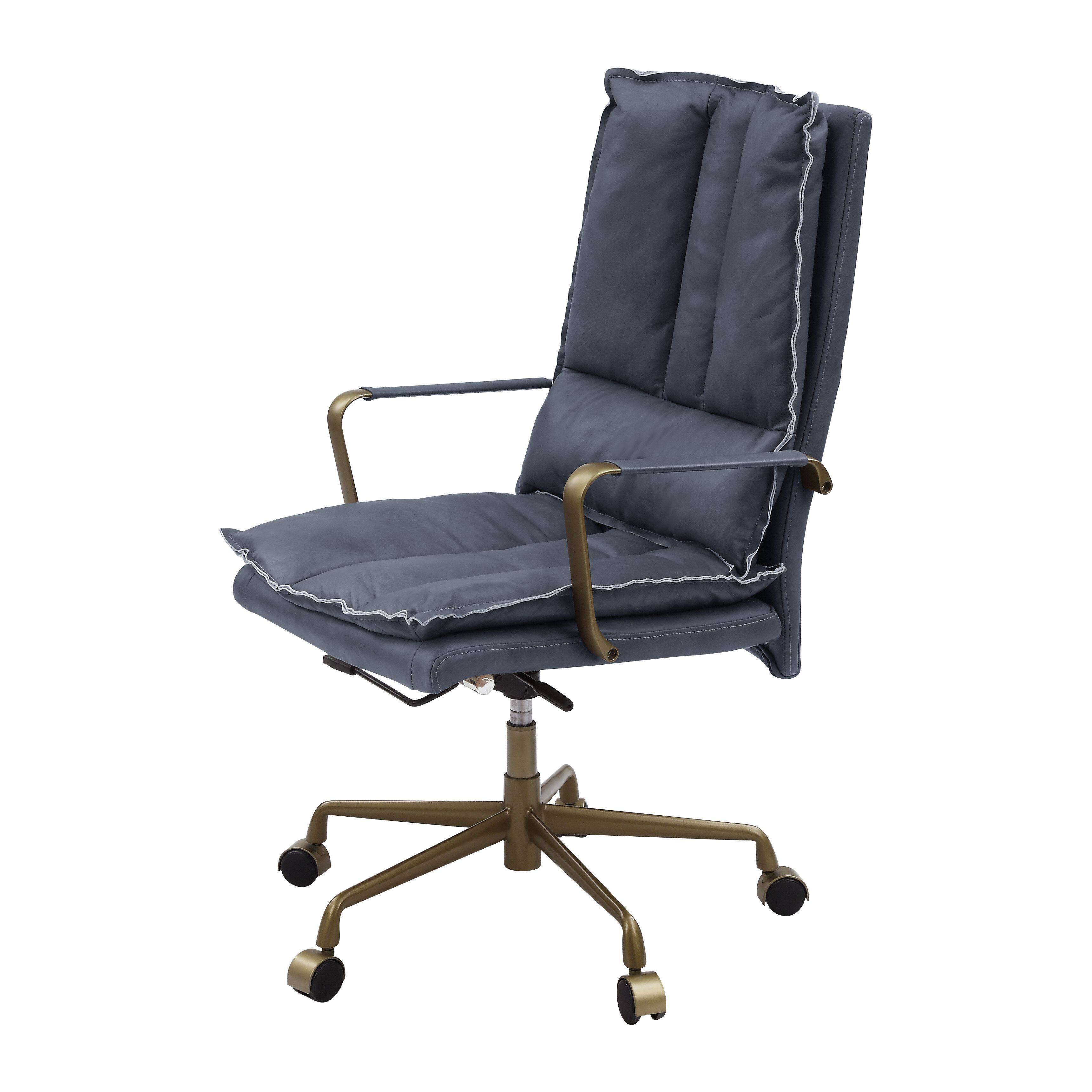 Alt View 4. TinyHomie - Tinzud Gray Leather Office Chair - Gray.