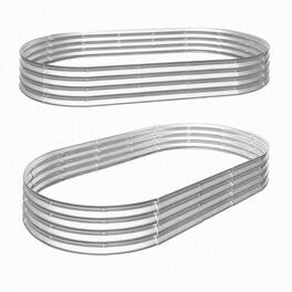 RYHNUYNE - 2 Pack Galvanized Raised Garden Bed Kit 8x4x1ft Outdoor Planter Box for Vegetables Flowers Herbs, Rustproof Metal - Silver