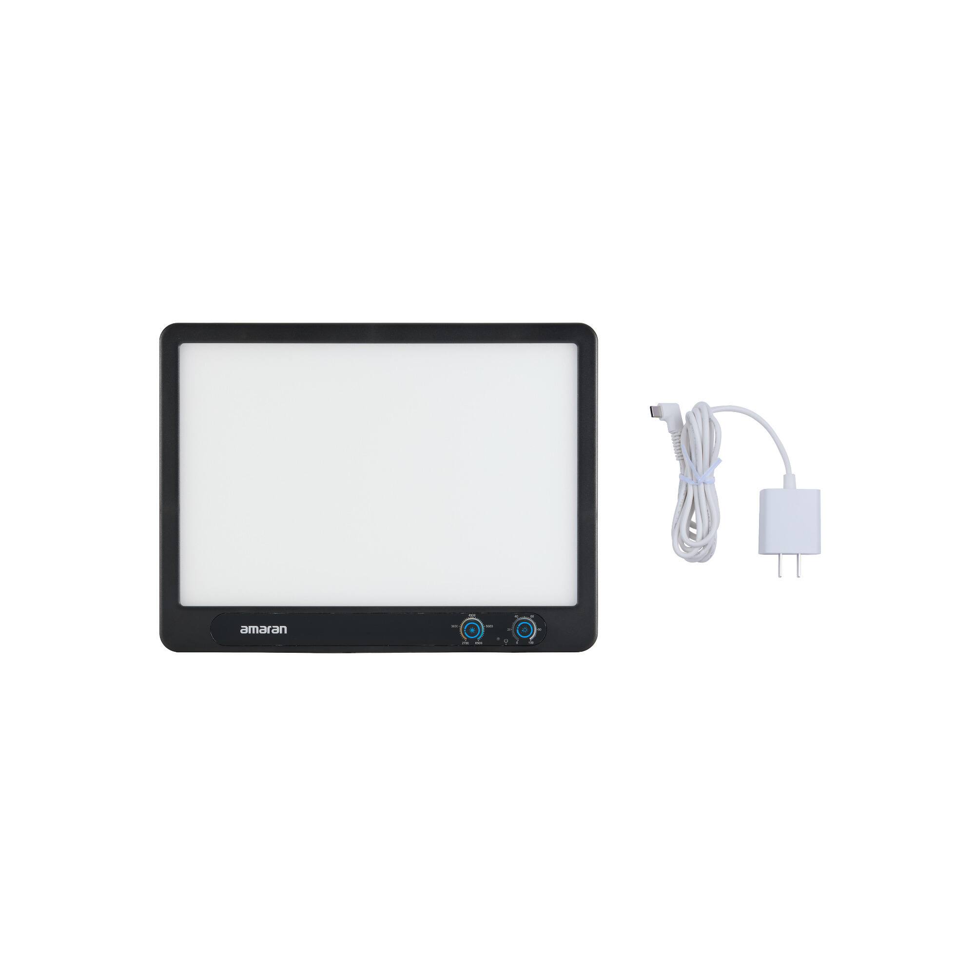 Left. Amaran - Amaran Verge Edge-Lit LED Panel Light Flicker-Free(Charcoal, US) with Base Stand.