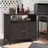 Alt View 1. Costway - Patio Rattan Storage Cabinet with Acacia Wood Countertop Open Shelf 2 Door Cabinet - Mix Brown + Natural.