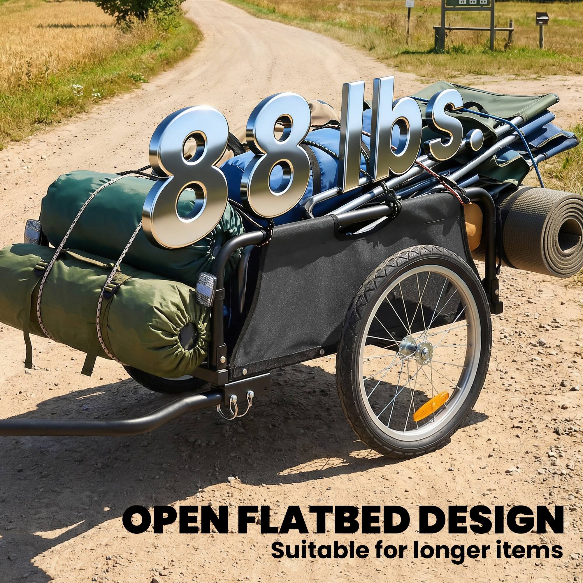 88 lbs.  
OPEN FLATBED DESIGN  
Suitable for longer items
