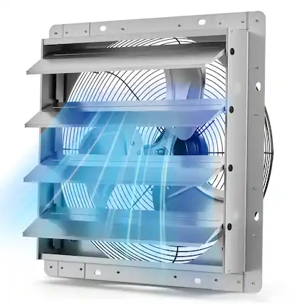 Front. VEVOR - 16 Inch Shutter Exhaust Fan Wall Mounted Automatic Louvers Silver, Sturdy Steel Housing, 2438 CFM Low Noise, AC Motor - Silver.