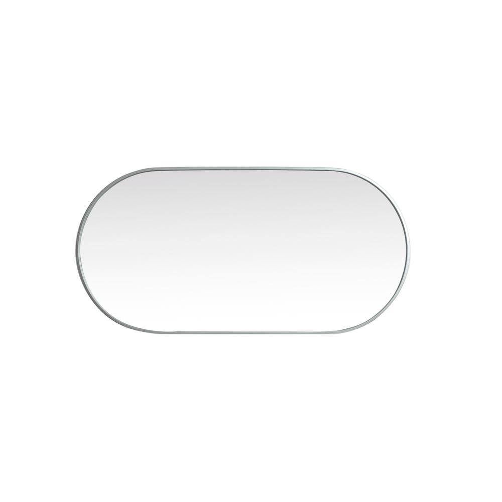 Back. Elegant Decor - Metal Frame Oval Mirror 24x48 Inch in Silver - Silver.