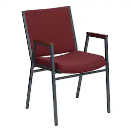 Emma + Oliver - Heavy Duty Reception/Guest Stack Chair with Arms - Burgundy Patterned Fabric