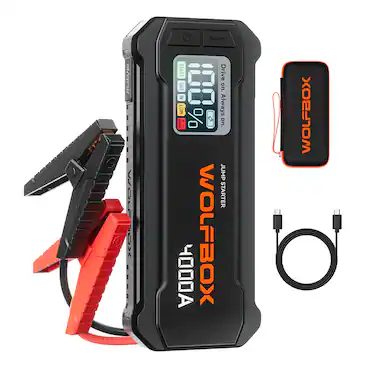 WOLFBOX
JUMP STARTER 4000A
Drive on. Always on.
BOOST
START
OUT IN
LOW
ERROR %
Drive on. Always on.
WOLFBOX
JUMP STARTER
