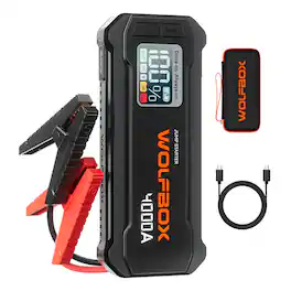WOLFBOX - 4000A Car Battery Jump Starter, Portable Battery Booster, Fast Charger, Jump Box for 10L Gasoline and Diesel Engines