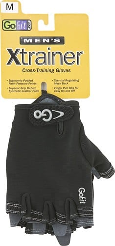 Front Standard. GoFit - Men's X-Trainer Gloves (Medium) - Black.