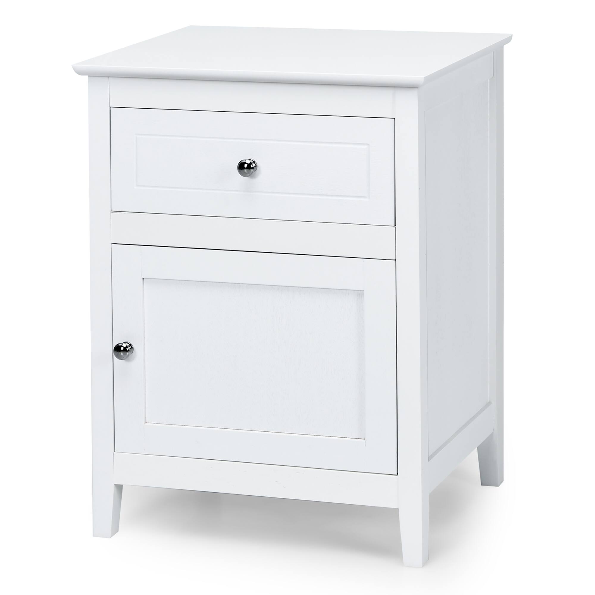 Alt View 19. Costway - Nightstand Accent Side End Table Storage Cabinet with Drawer - White.