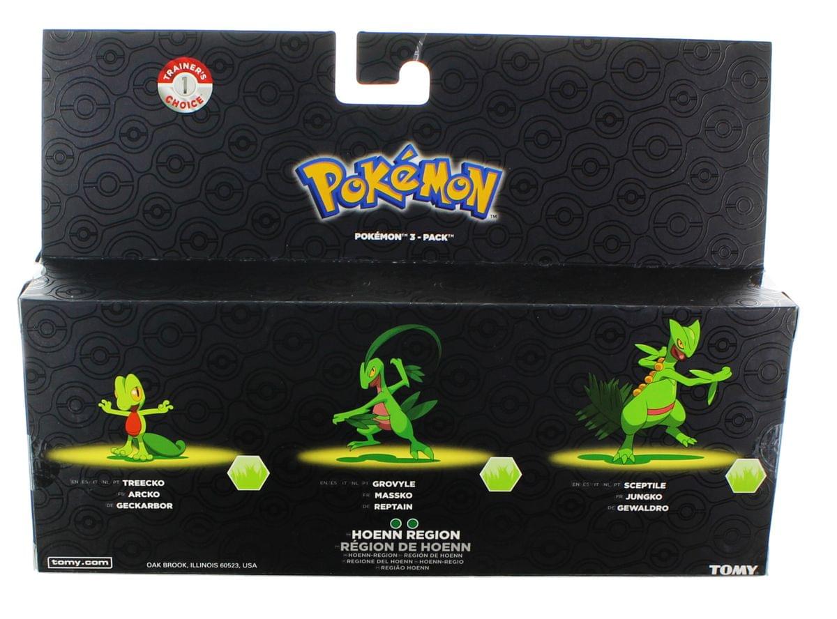 TRAINER'S 1 CHOICE POKEMON POKEMON 3 -PACK P TREECKO F1 ARCKO GECKARBOR GROVYLE MASSKO REPTAIN SCEPTILE JUNGKO GEWALDRO tomy.com OAK BROOK ILLINOIS 60523. USA HOENN REGION REGION DE HOENN REGIONE DEL HOENN HOENN-REGIO REGIAO HOENN TOMY