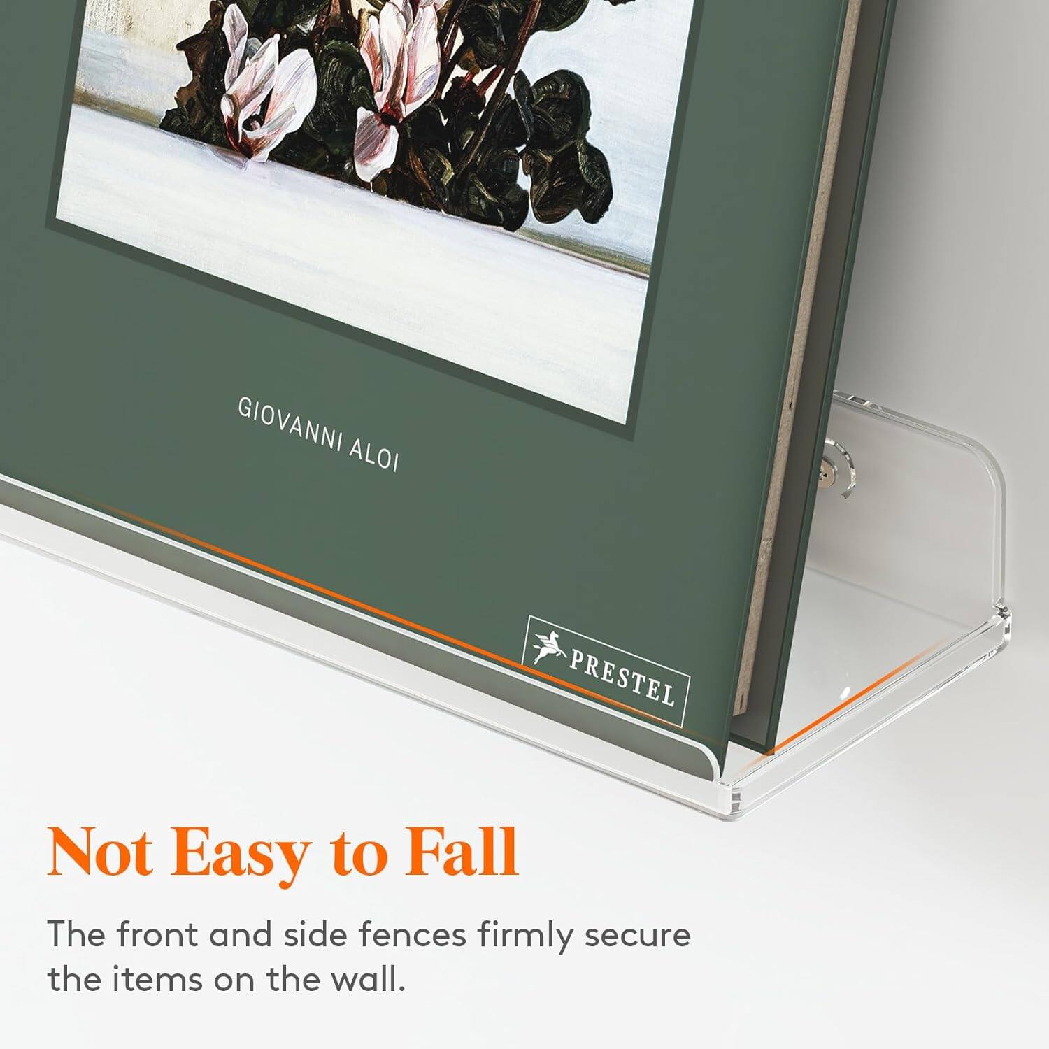 GIOVANNI ALOI  
PRESTEL  

Not Easy to Fall  

The front and side fences firmly secure the items on the wall.