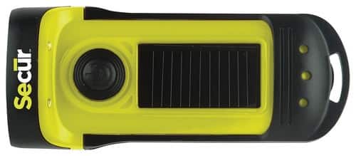 Front. SECUR™ - Waterproof Solar LED Flashlight - Green/Black.