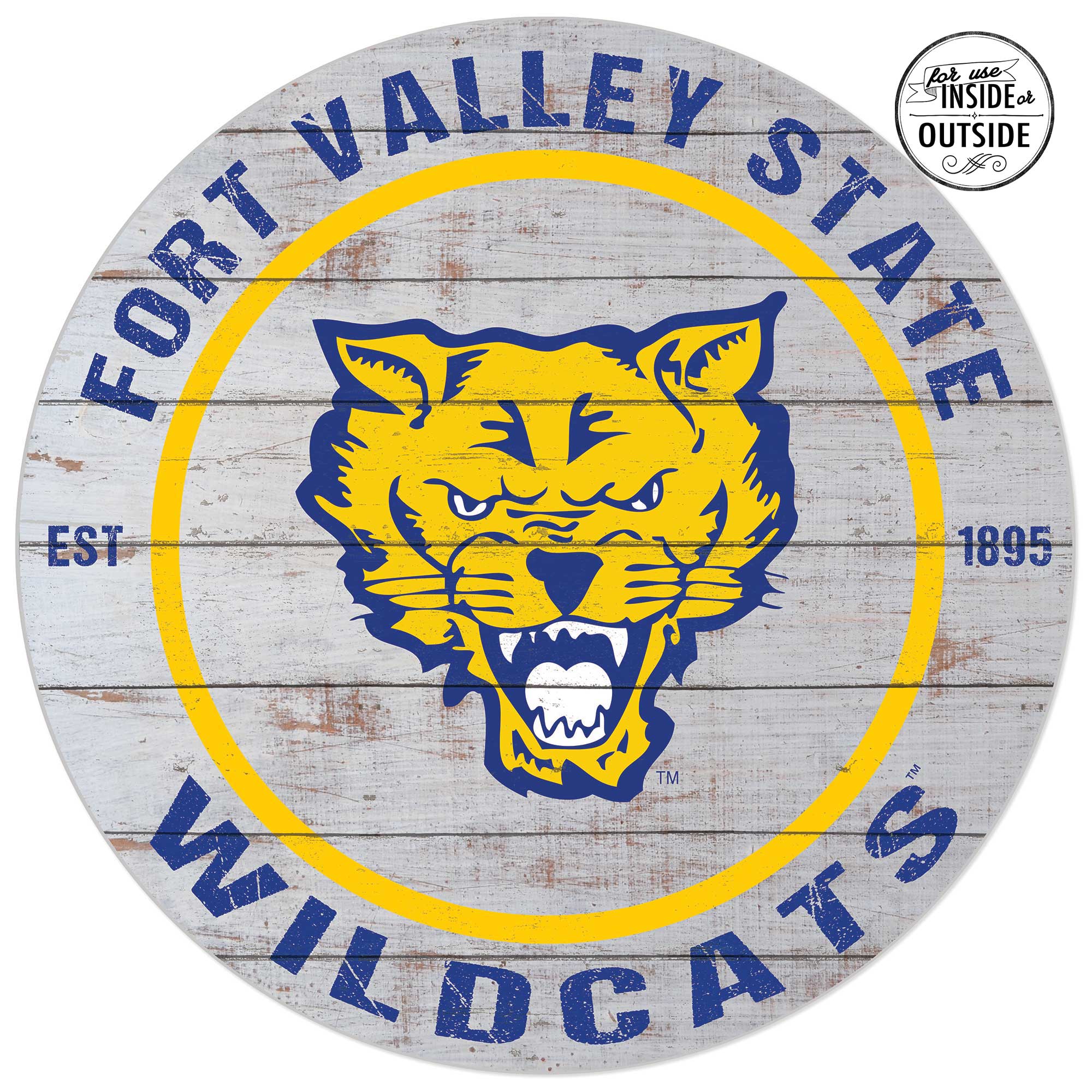 Fort Valley State Wildcats 20'' x 20'' Indoor/Outdoor Weathered Circle Sign