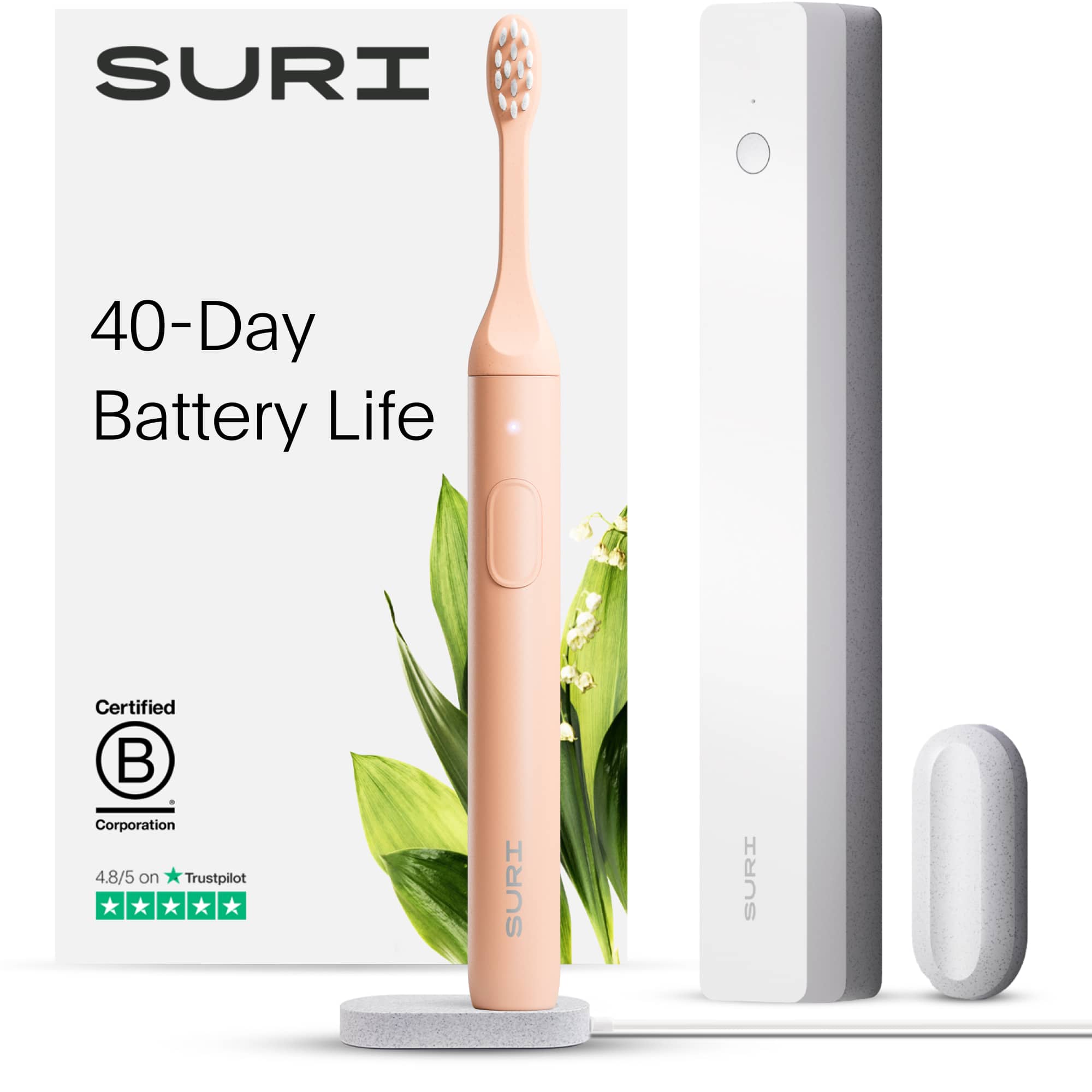 SURI - Sunset Bloom with UV Light Cleaning and Charging Case and Mirror Mount - Pink