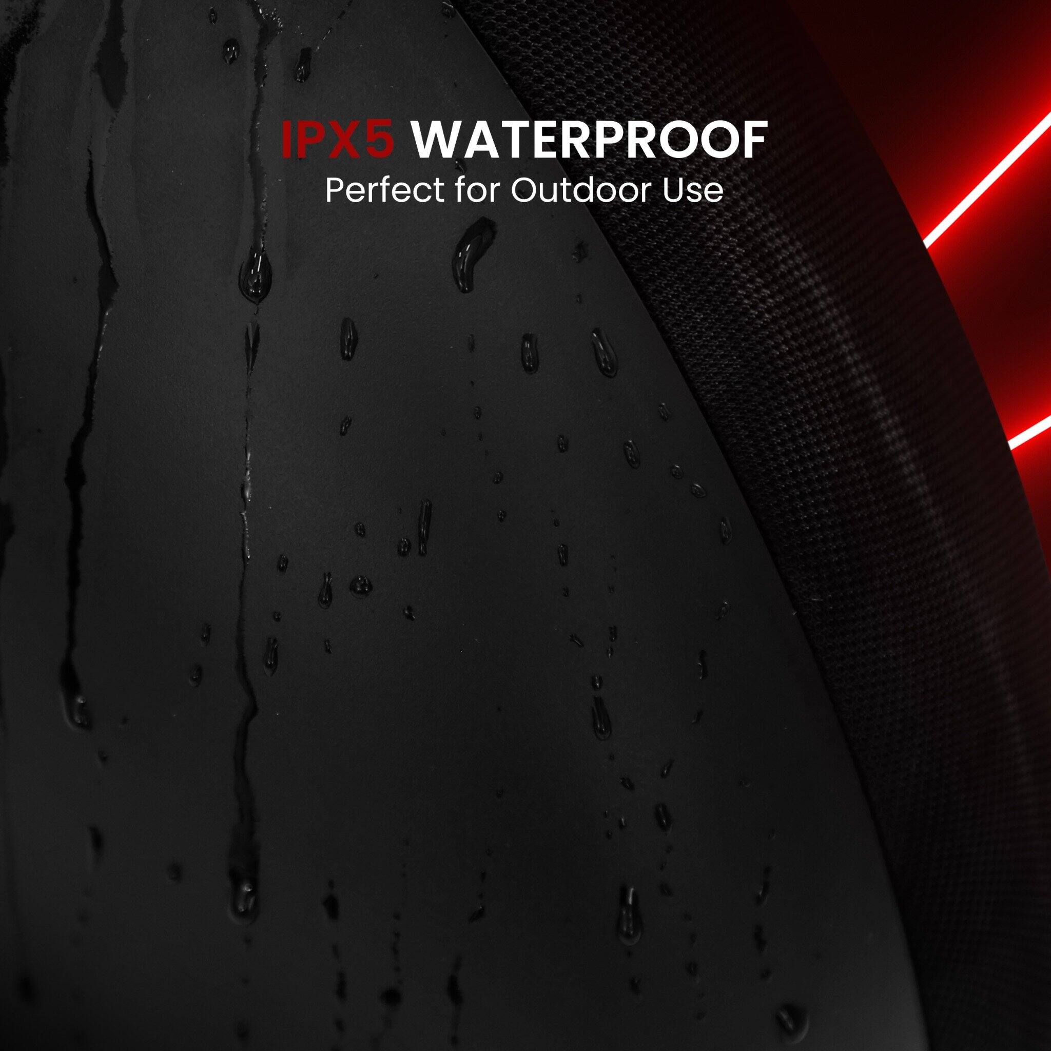 IPX5 WATERPROOF  
Perfect for Outdoor Use