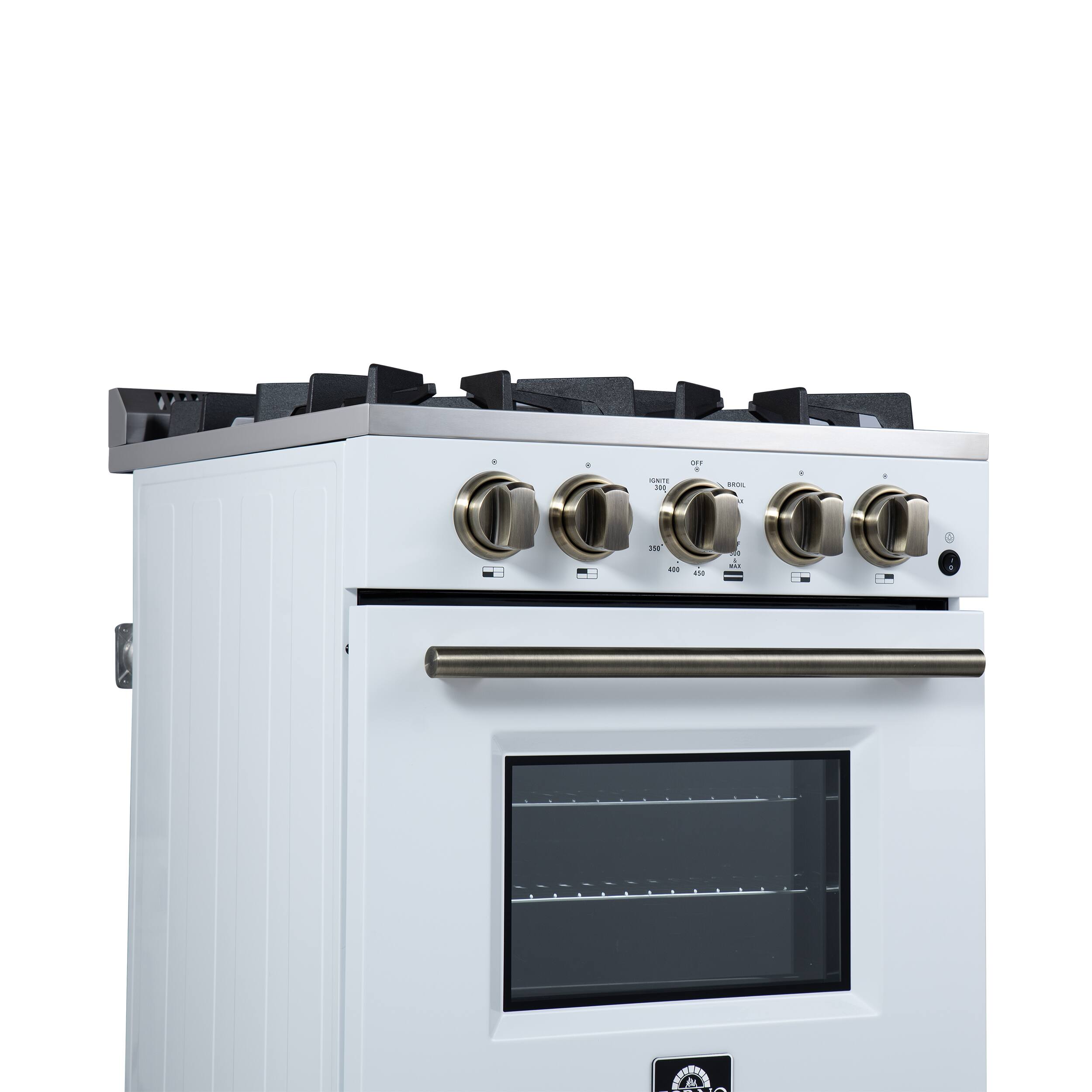 Alt View 11. Forno Appliances - Breno 2.3 Cu. Ft. Freestanding Gas Range with Antique Brass Accents - White.