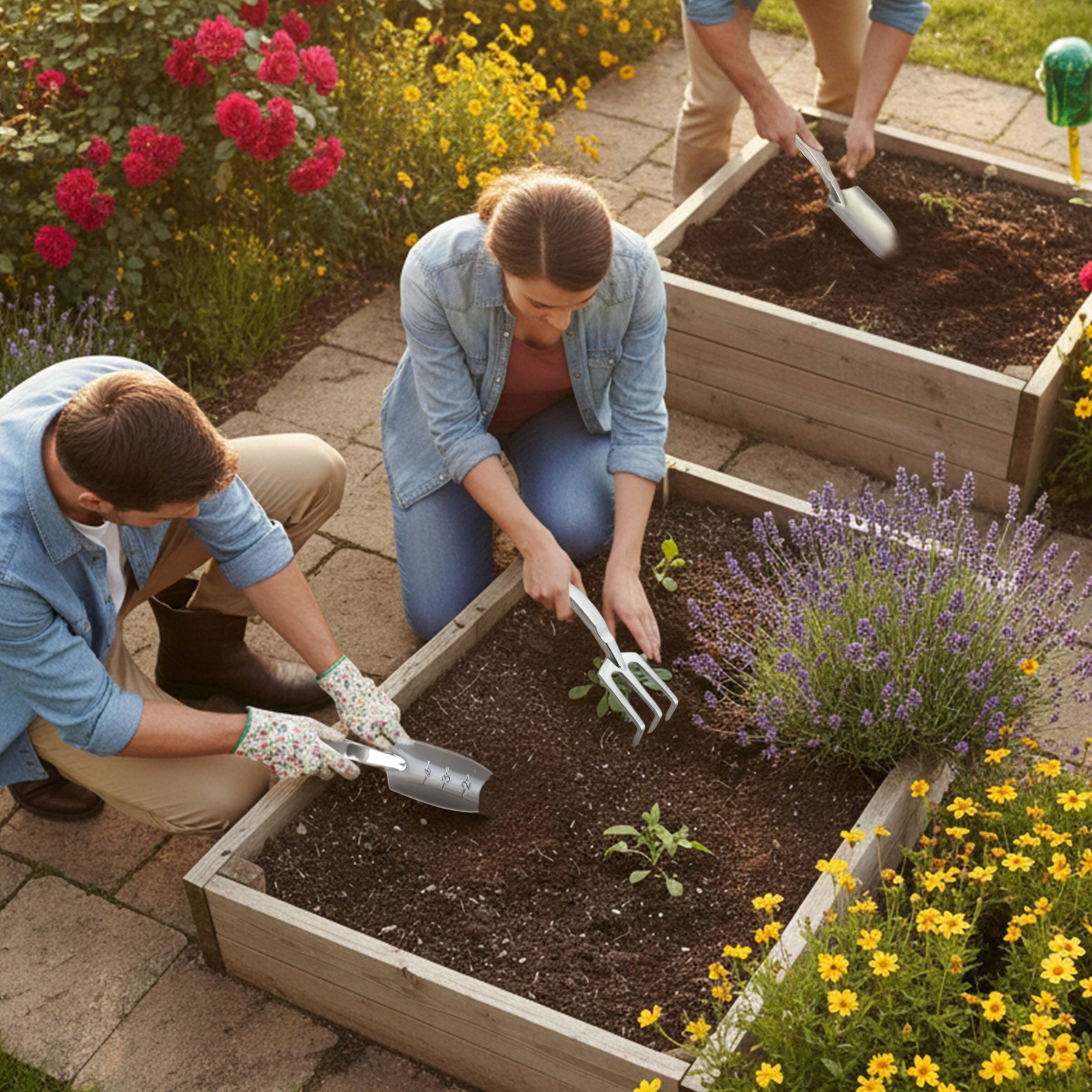 Alt View 4. Kings County Tools - Hand Gardening Tool Set 3 Pack with Cultivator, Trowel, and Transplant Shovel.