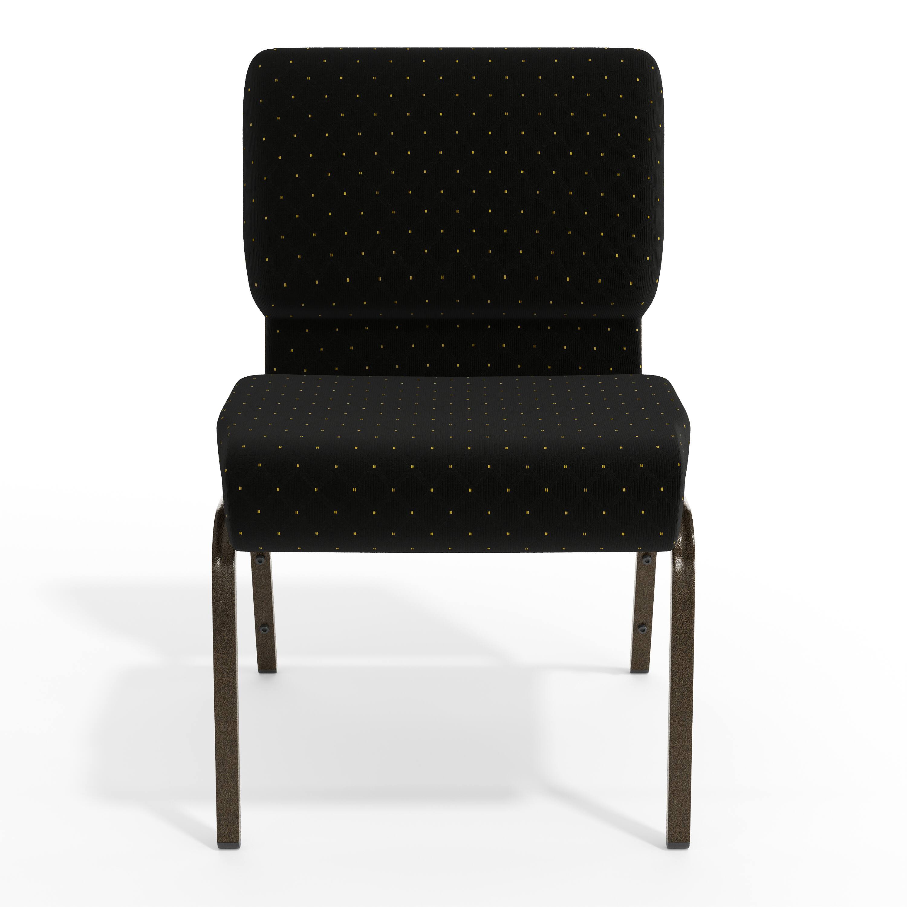 Alt View 9. Emma + Oliver - 21"W Stackable Church/Reception Guest Chair - Black Dot Patterned Fabric/Gold Vein Frame.