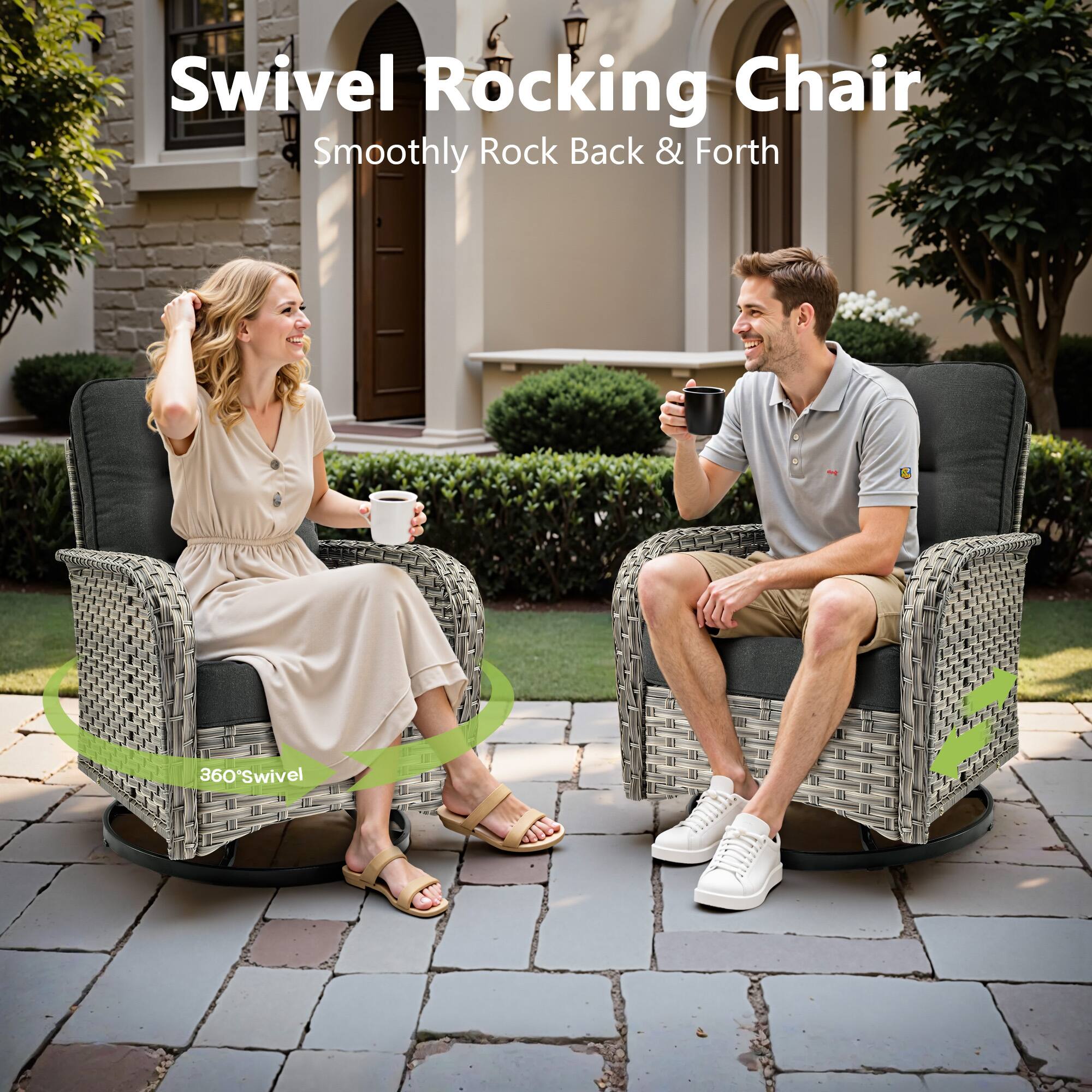 Swivel Rocking Chair  
Smoothly Rock Back & Forth  
360° Swivel