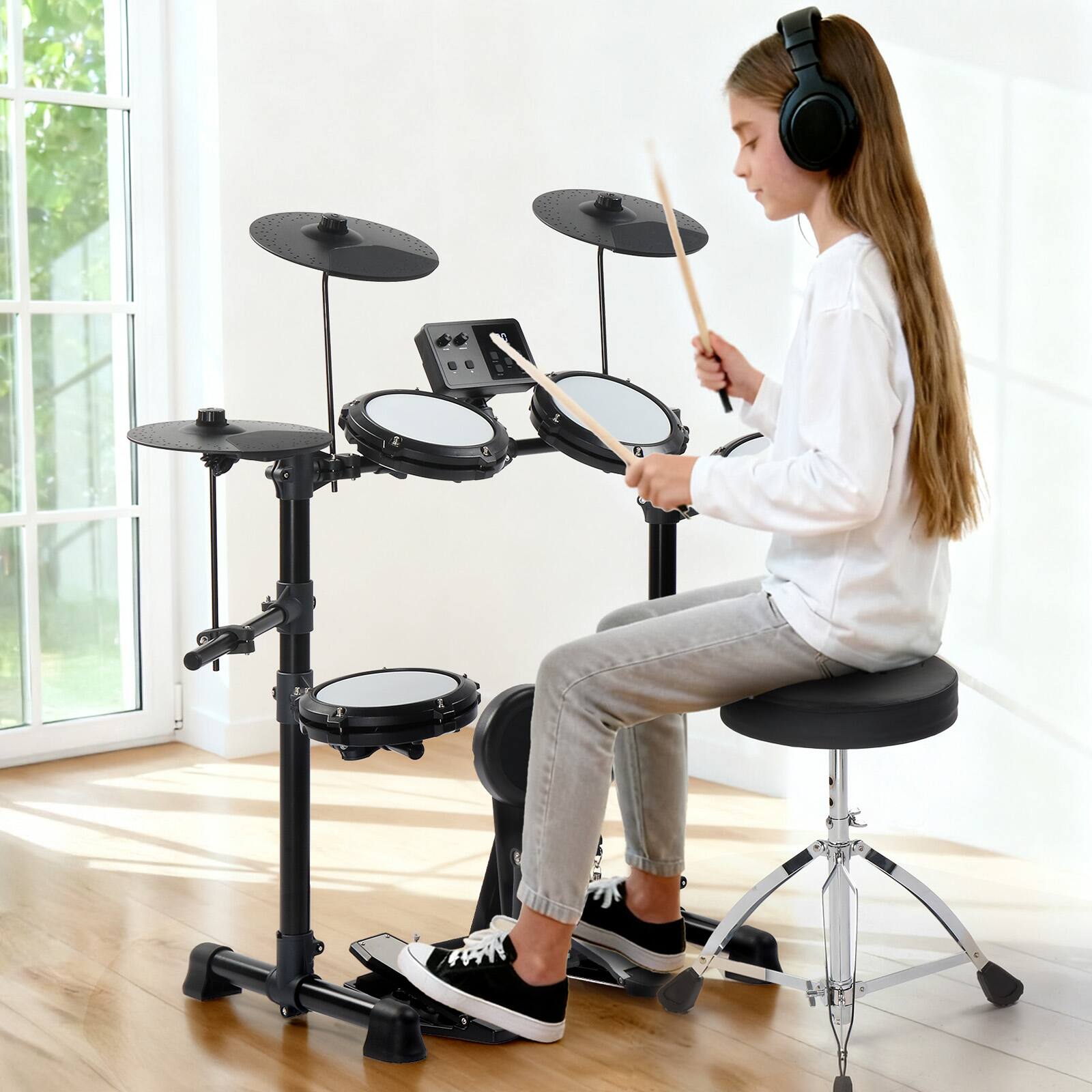 Angle. Winado - Electric Drum Set Electronic Drum Kit 150 Sound Headphon for Beginners & Adults.