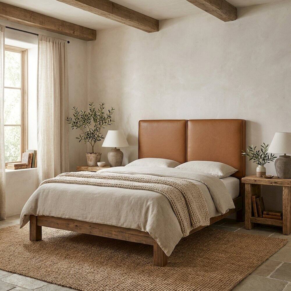 Angle. FurniFact - Vegan Leather Twin Headboard with Padded Design and Durable Frame - Beige.