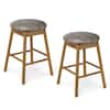 Front. Gymax - Gymax 25'' Swivel Counter Height Barstools Set of 2 w/Solid Wood Legs and Footrests - Grey.