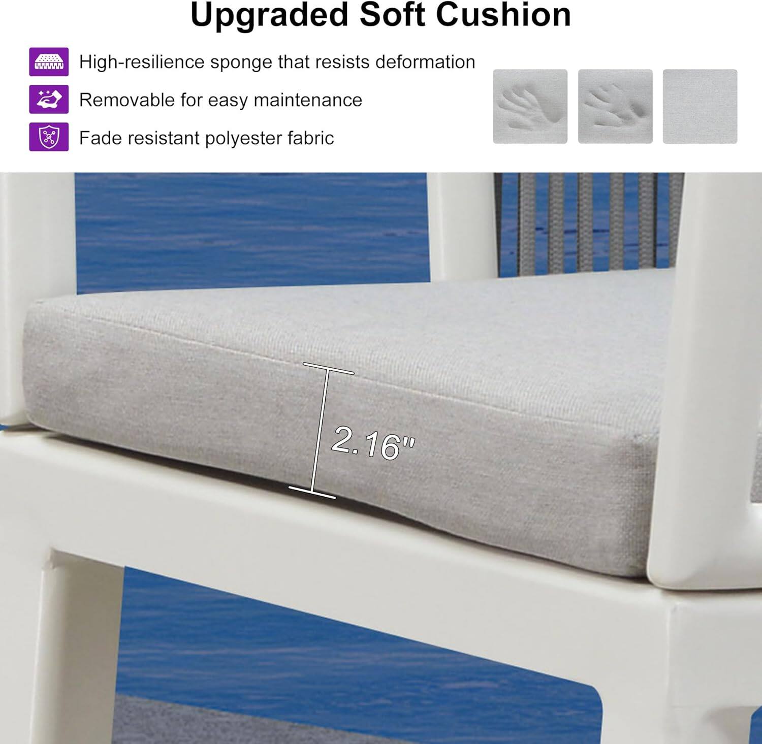 Upgraded Soft Cushion 889A that resists deformation  
- High-resilience sponge  
- Removable for easy maintenance  
- Fade resistant polyester fabric  
- 2.16"