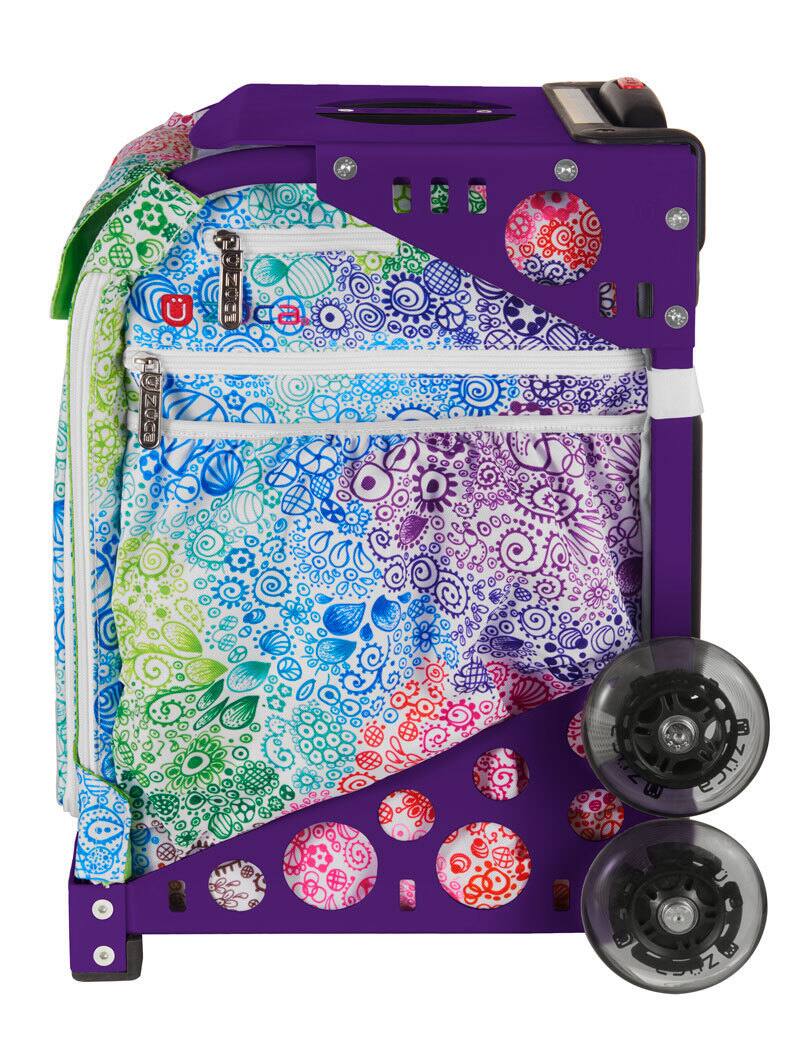 Back. Zuca - Zuca Rainbow Color Explosion Sport Insert Bag & Purple Frame w/ Flashing Wheels - Two-Tone.