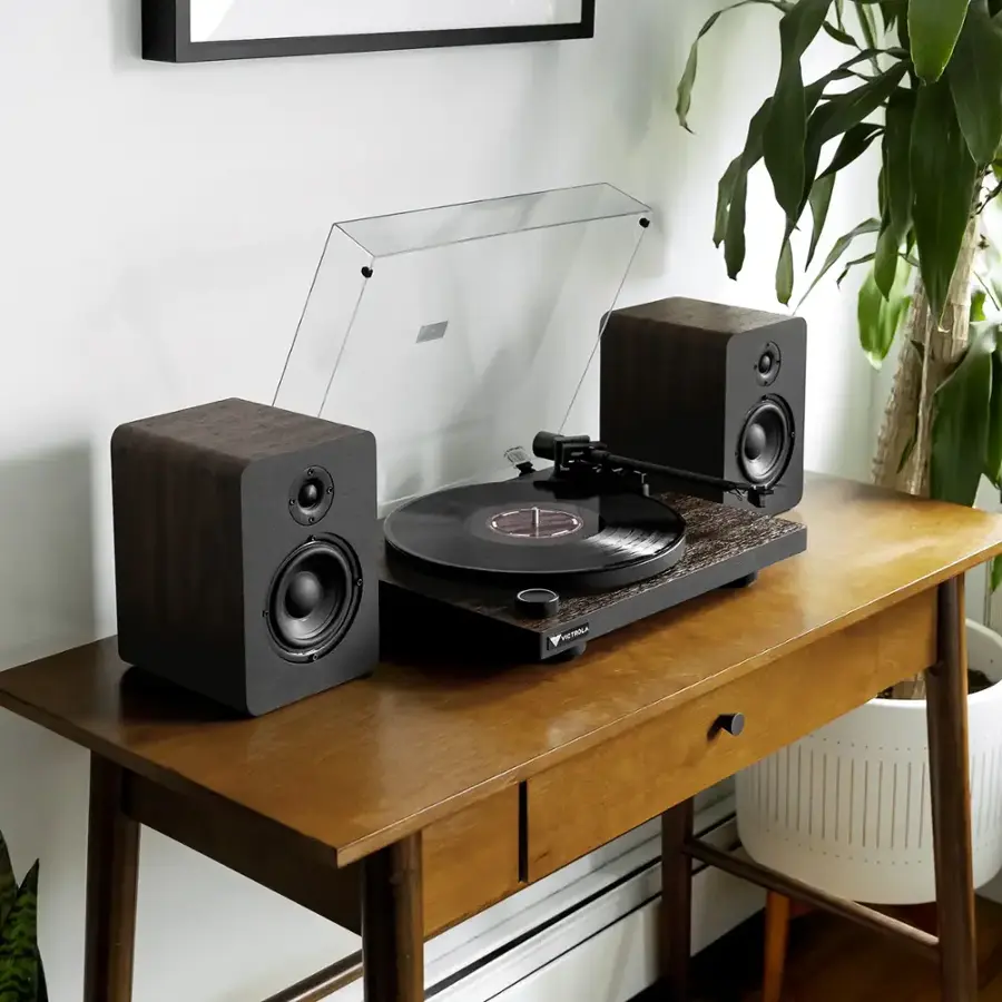 Alt View 22. Victrola - Premiere T1 Turntable System - Espresso.