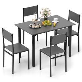 Costway - 5 PCS Dining Table Set Industrial Style Kitchen Table & Chairs for 4 - Gray