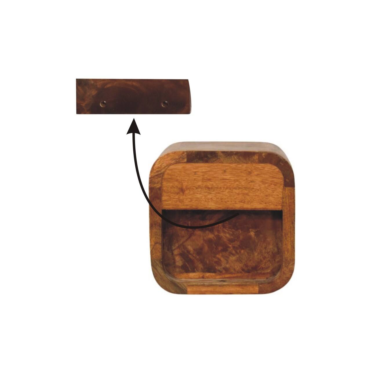 Alt View 6. Artisan Furniture - Artisan Furniture Solid Wood Curved Wall Mounted Bedside, 1 Drawer, 1 Open Slot, Light Brown - Brown.