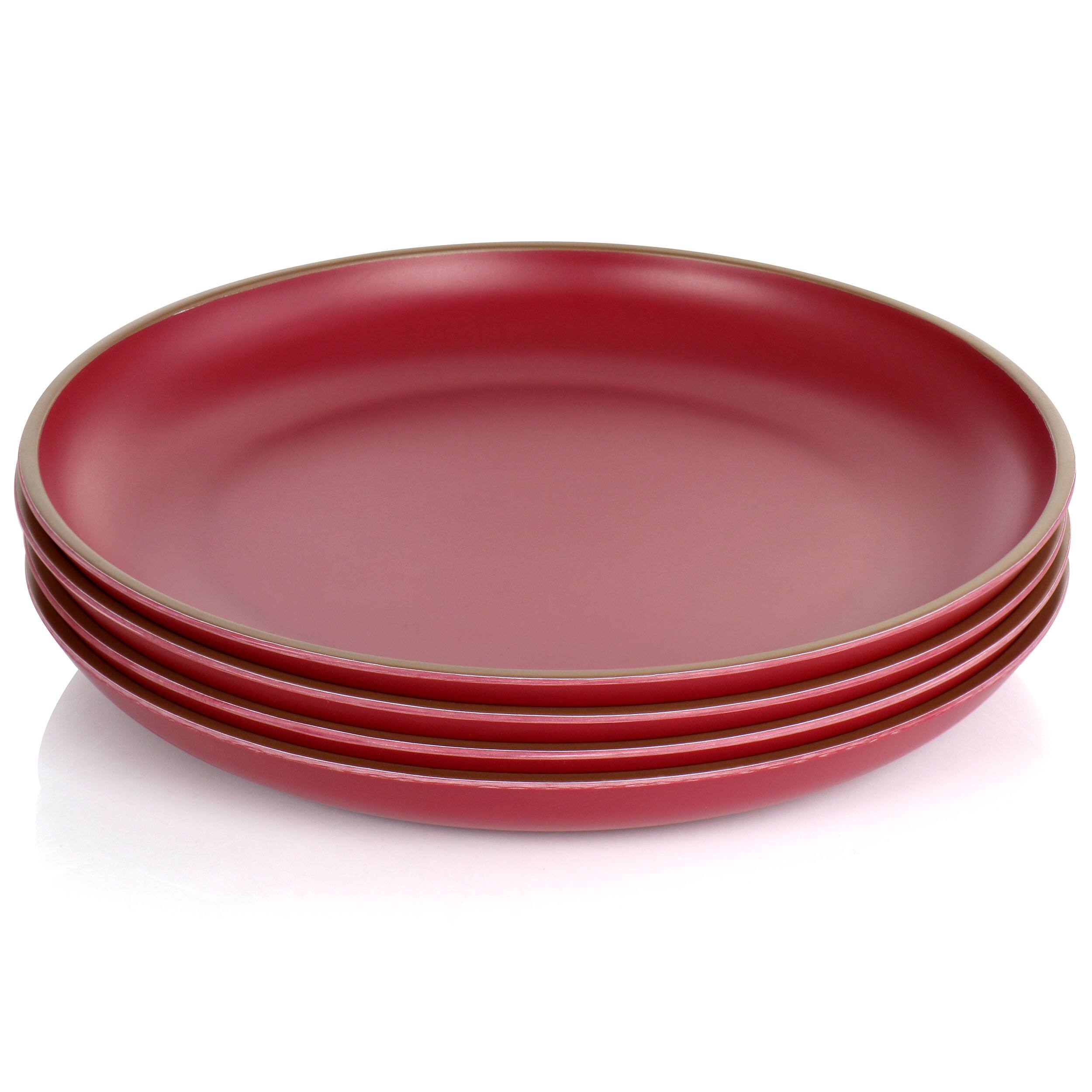 Alt View 1. Gibson - Gibson Home Rockabye 4 Piece Melamine Dinner Plate Set in Dark Pink - Pink.