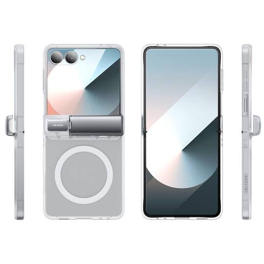 Left. i-Blason - i-Blason Armorbox Case for Samsung Z Flip7 – Kickstand, Screen Protector, Military-Grade - Clear.