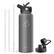 Angle Zoom. Buzio - 40oz Insulated Water Bottle with Straw Lid and Spout Lid - Gray.