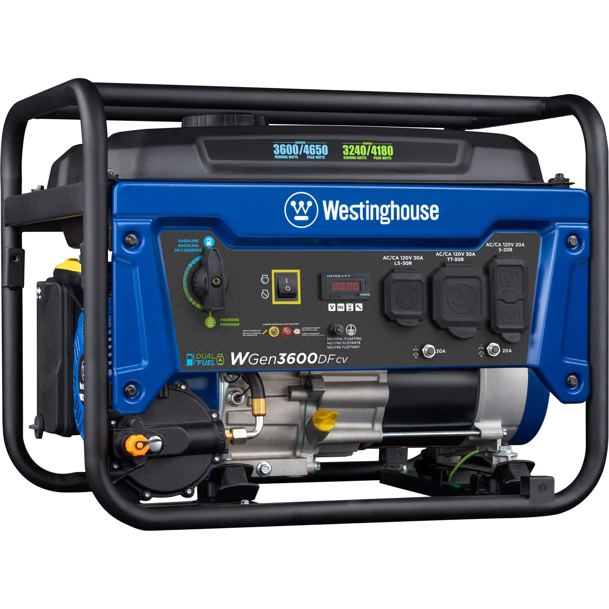 Westinghouse - 4,650/3,600-Watt Dual Fuel Gas and Propane Powered Portable Generator with Recoil Start - Blue price history on PriceWatchPro