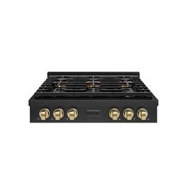 ZLINE - Autograph 36 in. Black Stainless Paramount Rangetop with 6 DuoPro Burners and Bronze Accents (PSRTBZ-36-CB) - Black Stainless Steel