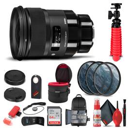 Sigma - 24mm f/1.4 DG HSM Art Lens for Sony E (401965) Bundle - Black