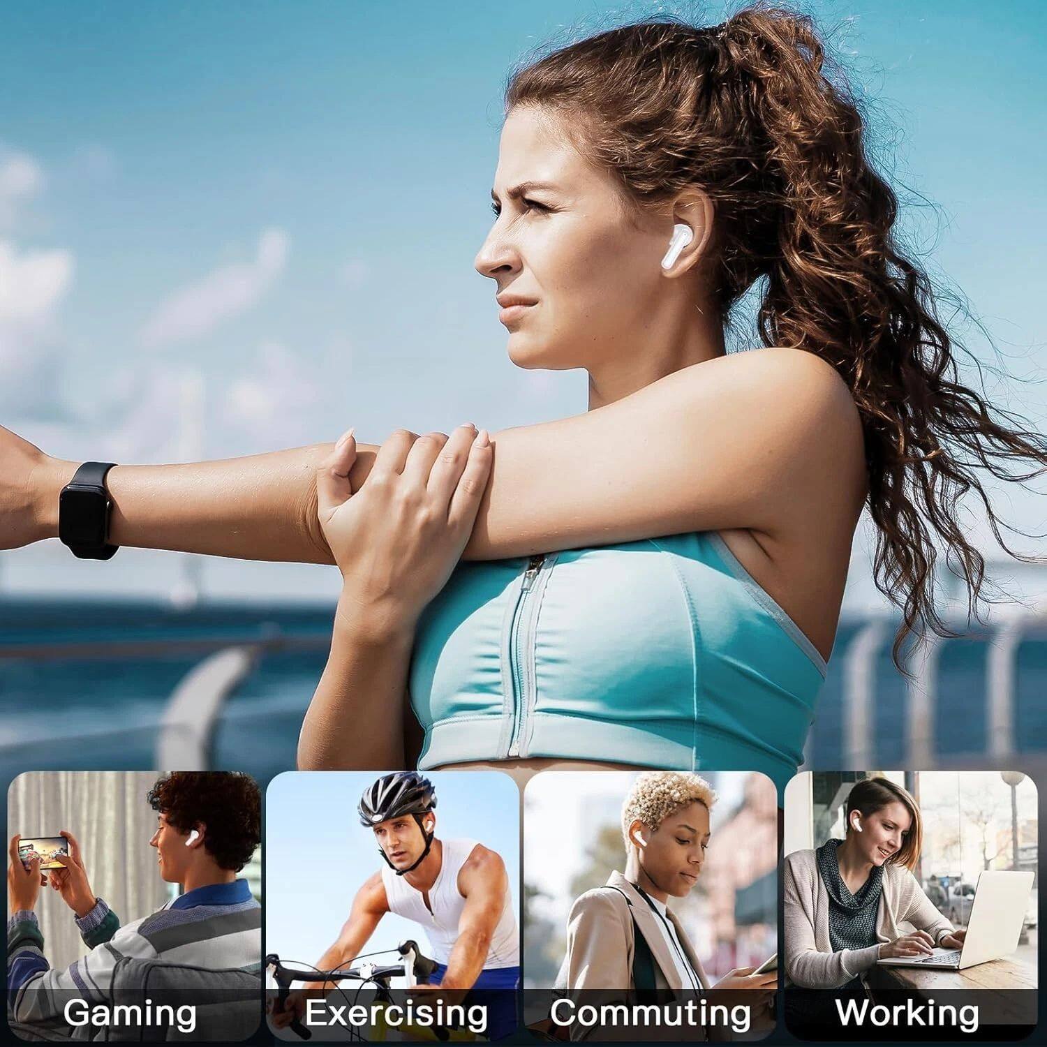 Alt View 2. Home Collection - Wireless Earbuds Bluetooth 5.3 Headphones 48H Playtime Deep Bass – White.