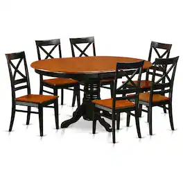 East West Furniture - Dining set - 7 Pcs with 6 Wooden Chairs - Black & Cherry