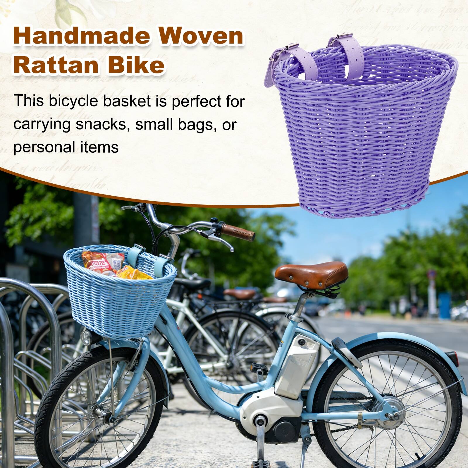 Handmade Woven Rattan Bike

This bicycle basket is perfect for carrying snacks, small bags, or personal items