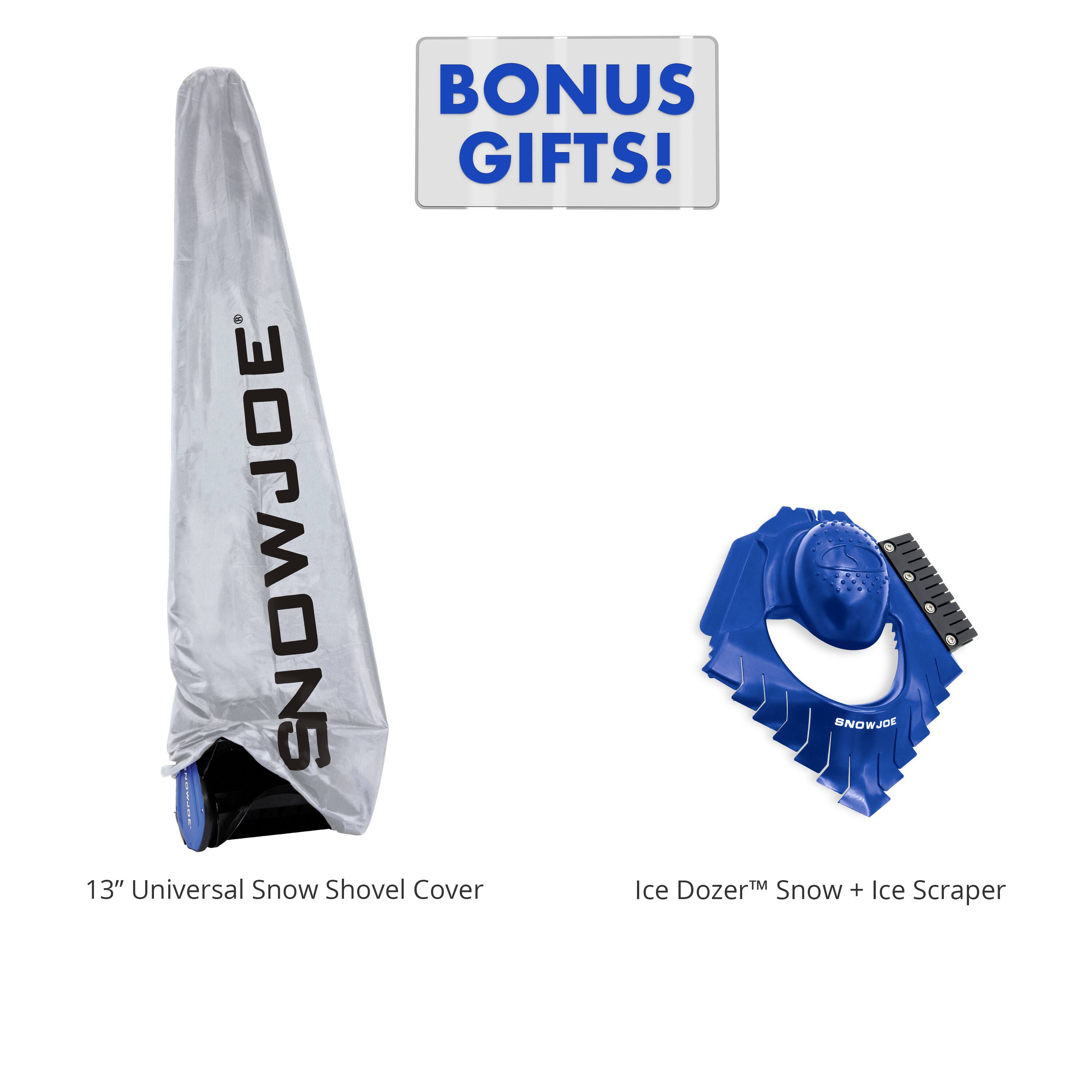 BONUS GIFTS! SNOWJOE 13" Universal Snow Shovel Cover Ice Dozer TM Snow + Ice Scraper