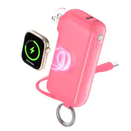 RORRY - Flow 10000mAh 40W Portable Charger with USB-C Cable and Wall Plug, Compatible with iPhone 18/17/16/15 - Sweet Cherry