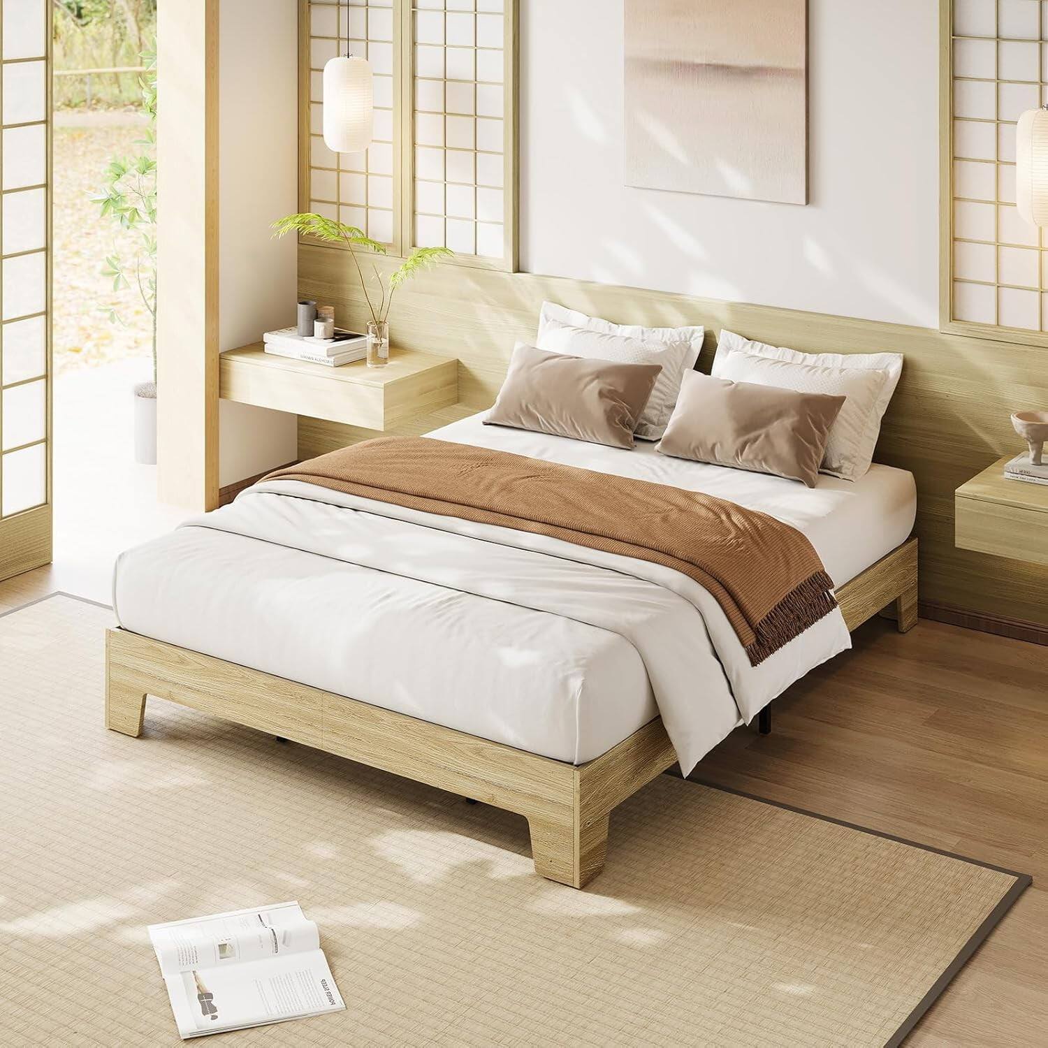 Alt View 5. Qeetex - Full Platform Bed Frame with Underbed Storage - 10.24Inch Clearance  Wood and Metal Slat Support  No Headboard  No Box S - As Shown.