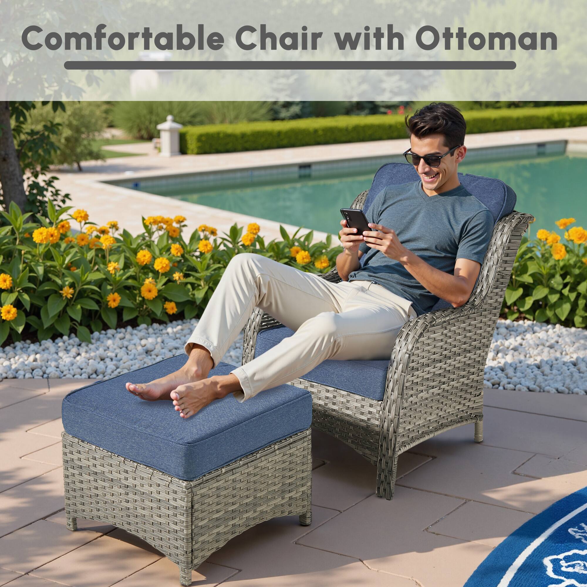 Comfortable Chair with Ottoman