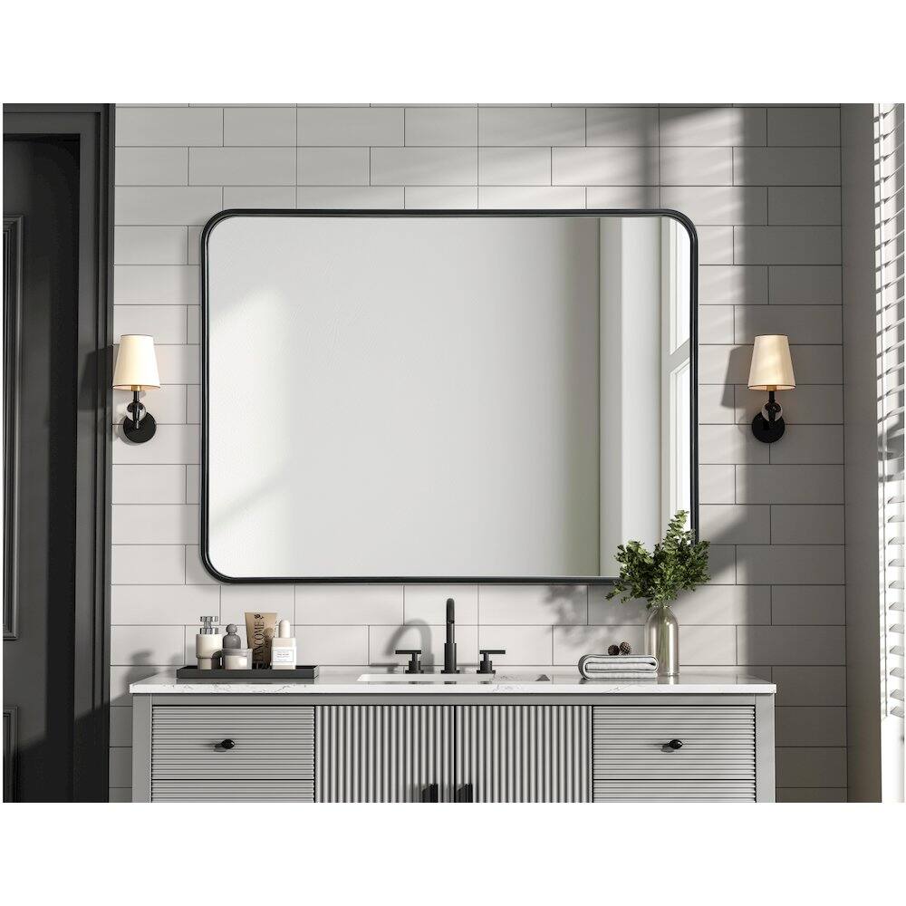 Alt View 3. Elegant Decor - Contour Metal Rectangle Mirror 27x36 in Black - Black.