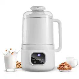 Mirfee - 8-in-1 Nut Milk Maker, 34oz with 200W Blending, for Oat, Soy, Nut, Juice, Milkshake & Cereal, Self-Clean - White
