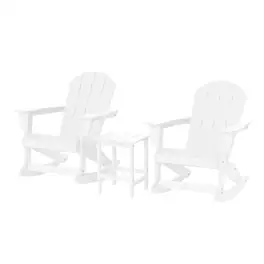 WestinTrends - Malibu 3-Piece set Outdoor / Patio Poly Adirondack rocking chairs with a side table ( 2 seater ) - White