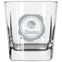 Logo Brands - Golden State Warriors 14oz. Frost Stamp Old Fashioned Glass - Multicolor